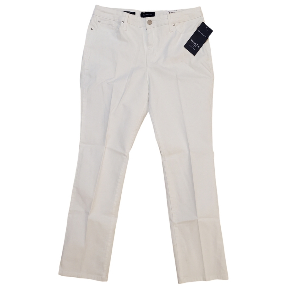 Charter Club Women's White Straight Leg Tummy Slimming Denim Jeans 10P